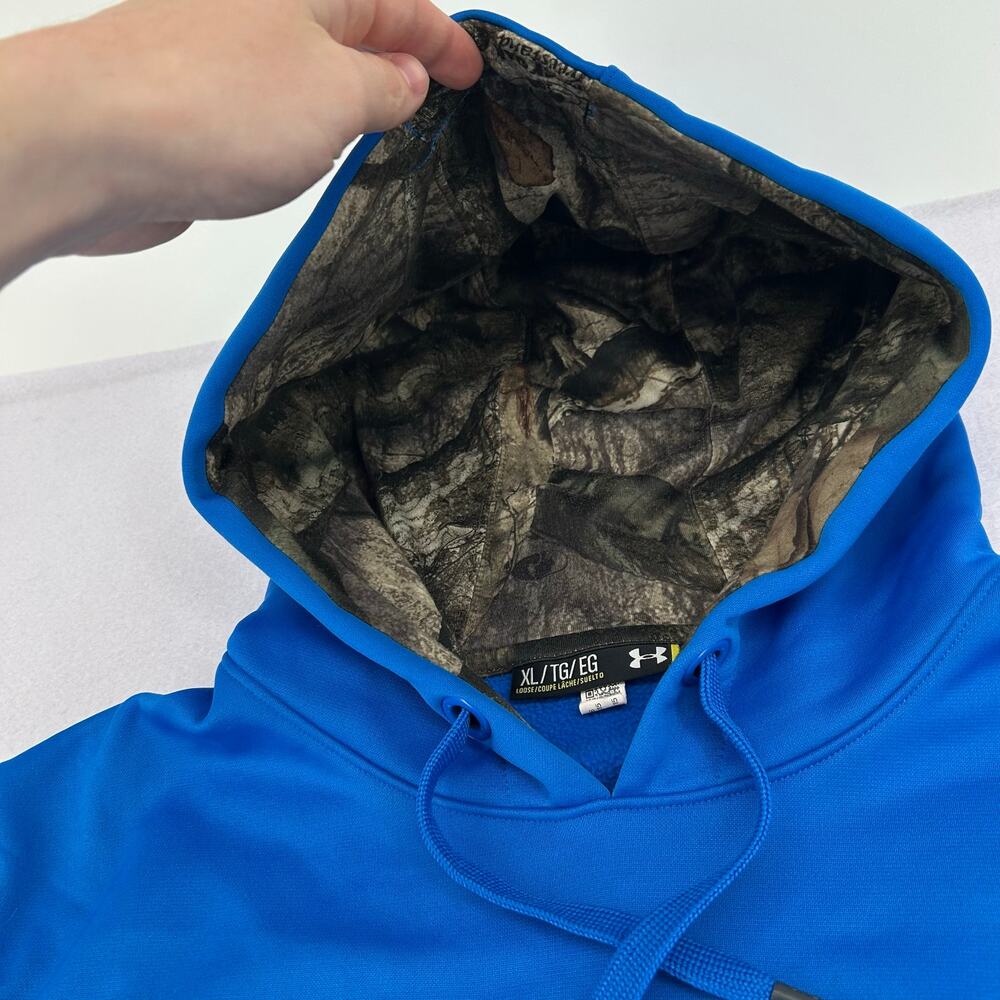 Men's Blue Mossy Oak Camo Treestand Under Armour UA Storm Loose Fit Hoodie XL - Picture 2 of 8
